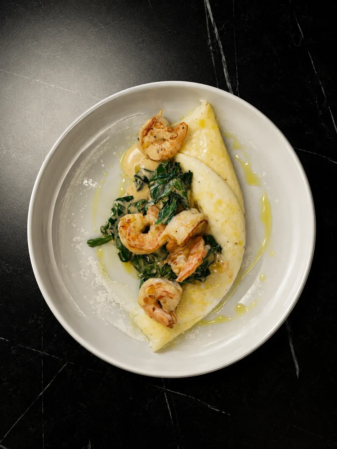 Protein Omelet with Shrimps and Sautéed Spinach