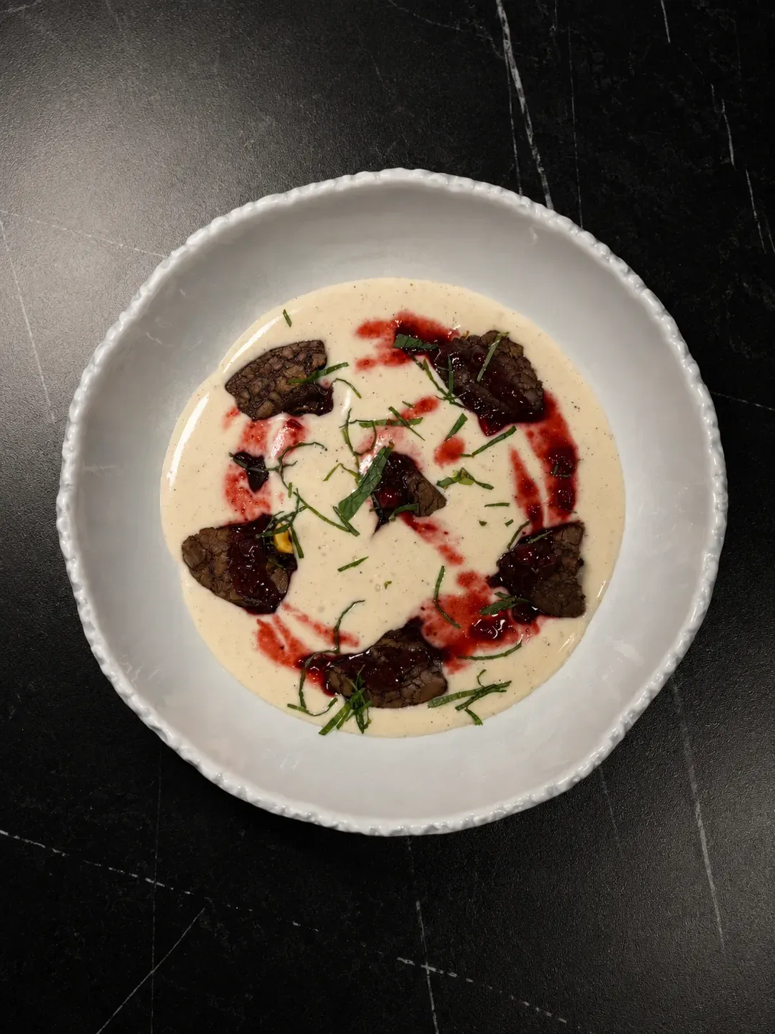 Fluffy Semolina Porridge with Lingonberries and Brownies
