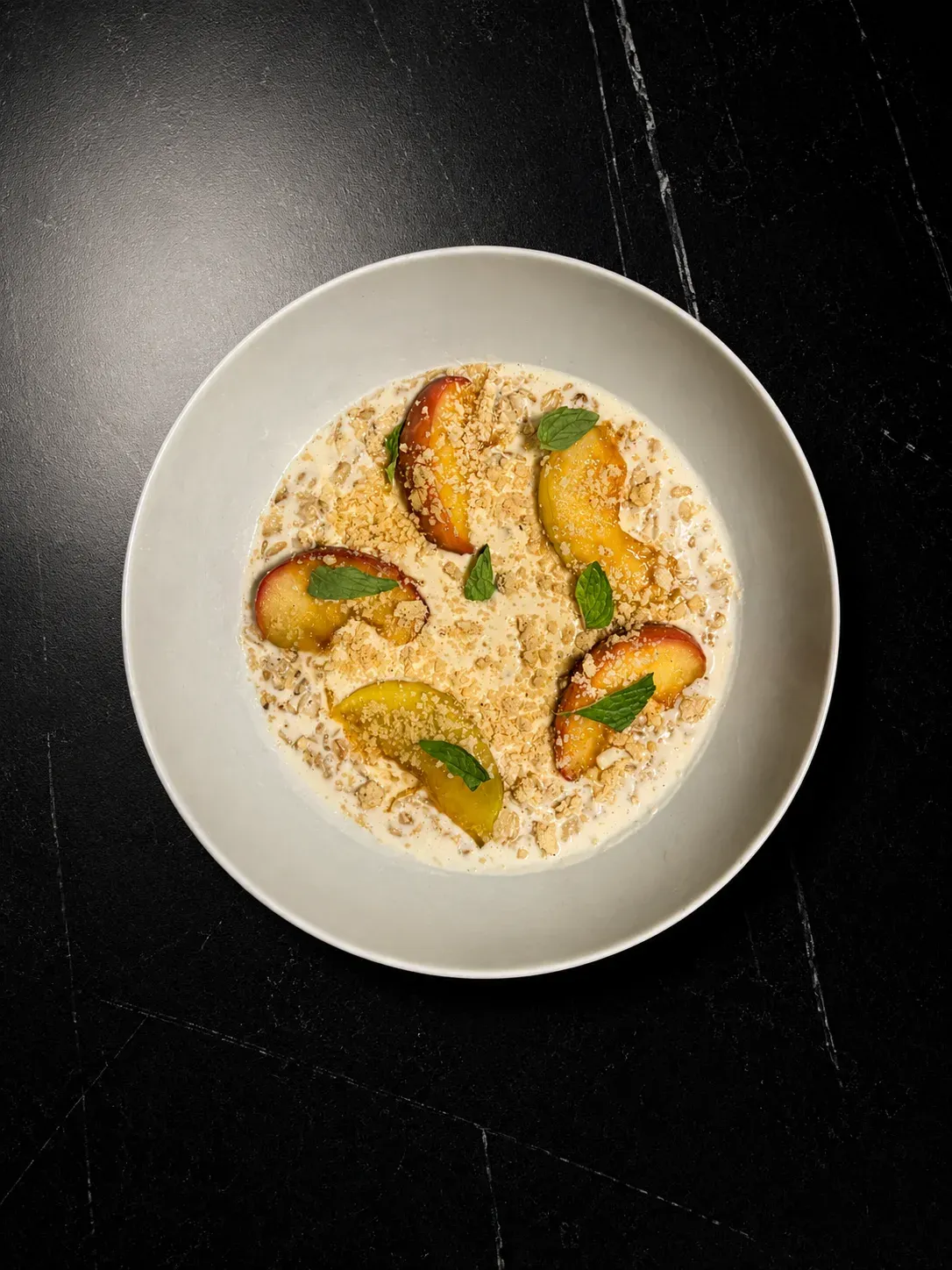 Oatmeal with Apple in Orange Sauce with Crème Brûlée
